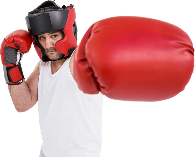 Transparent Portrait of Boxer Wearing Head Protector and Gloves - Download Free Stock Videos Pikwizard.com