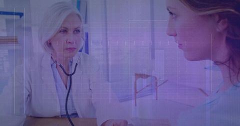 Senior Physician Consulting Adult Patient in Clinical Environment