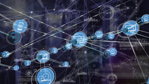 Digital Data Network Concept in Server Room Animation