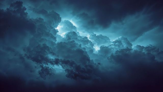 Backlit dramatic storm clouds with ambient light