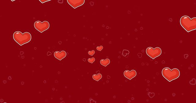 Floating Red Heart Icons on Romantic Large Red Background - Download Free Stock Images Pikwizard.com