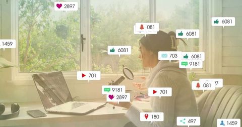 Content creator engaging with followers from home