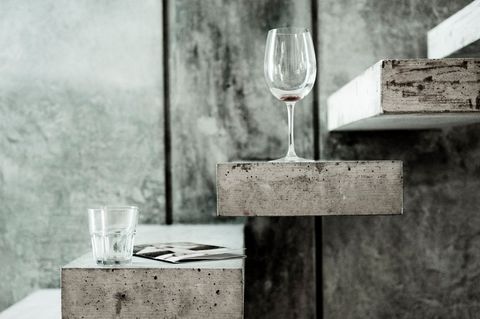 Modern industrial stairs with empty glasses