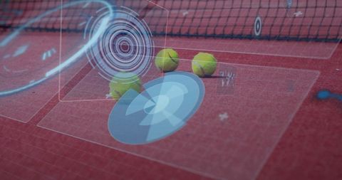 tennis balls on court with futuristic digital interface overlay - Download Free Stock Images Pikwizard.com