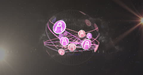 Global Digital Networking Concept with Profile Icons