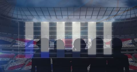 Dynamic bar graph over crowd at sports stadium