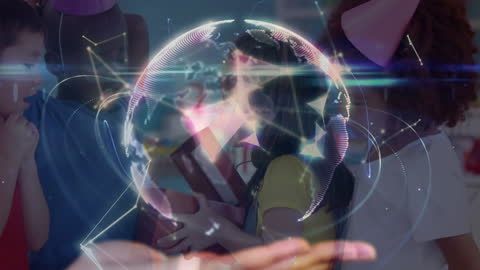 Children Celebrating Birthday with Digital Technology Concept