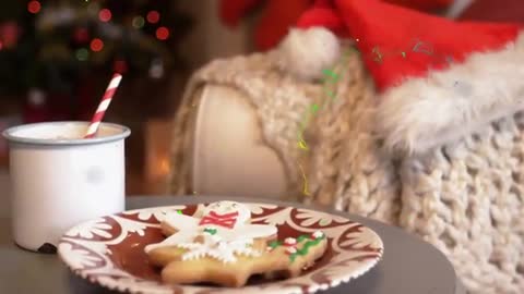 Festive Holiday Mug and Cookies in Cozy Christmas Setting