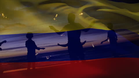 Celebrating Friendship and Adventure with Waving Colombian Flag