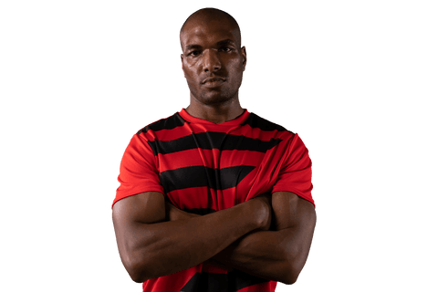 Confident African American Soccer Player on Transparent Background