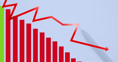 Economic Decline Concept with Red Bar Graph and Downward Chart Line - Download Free Stock Images Pikwizard.com
