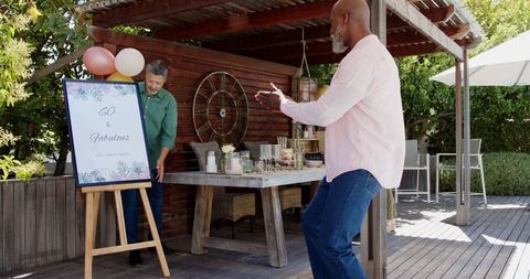 Outdoor Celebration with Party Decorations and Refreshments