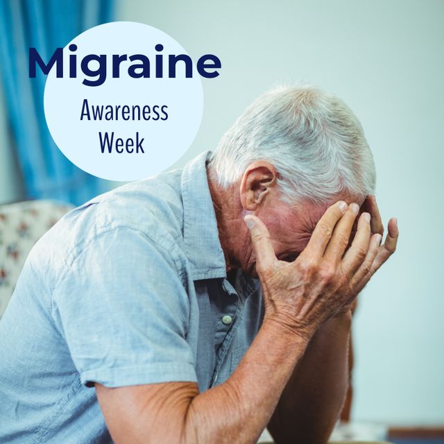 Senior Man Experiencing Migraine Pain for Awareness Week Campaign - Download Free Stock Templates Pikwizard.com