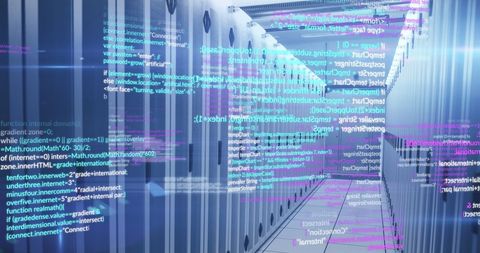Futuristic Code Visuals in Modern Server Room - Download Free Stock Images Pikwizard.com