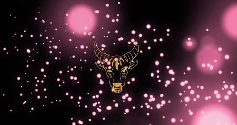 Abstract Taurus Zodiac Sign with Floating Pink Lights