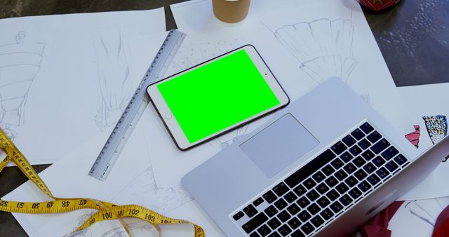 Fashion Designer Workspace with Laptop Mockup - Download Free Stock Images Pikwizard.com