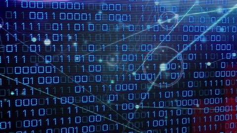 Digital Binary Code Overlay with Network Connections