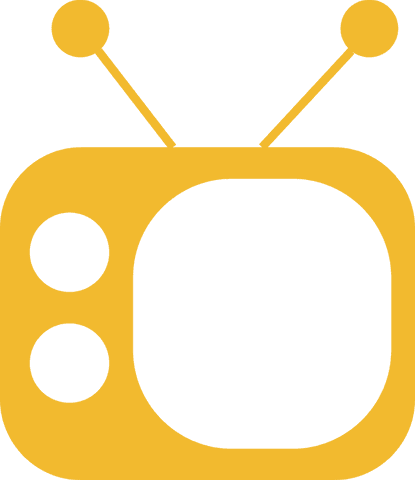 Retro television icon with antennas on transparent backdrop