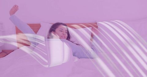 Woman Stretching in Morning Sunlight Bedroom Insight