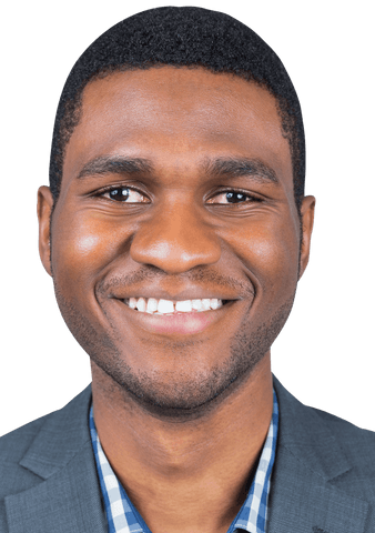 Transparent Smiling Afro-American Businessman on White