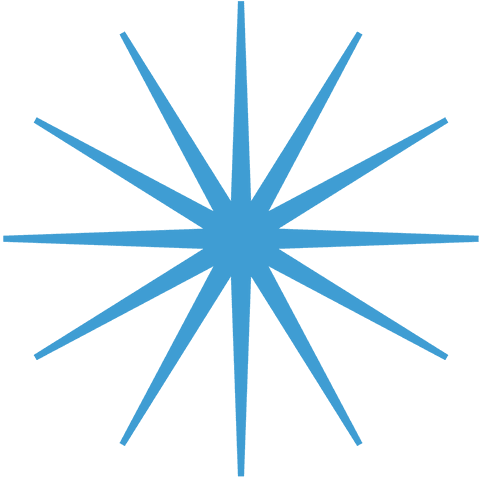 Blue geometric star on transparent background