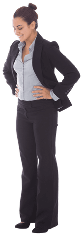 Transparent Confident Businesswoman Smiling in Formal Attire