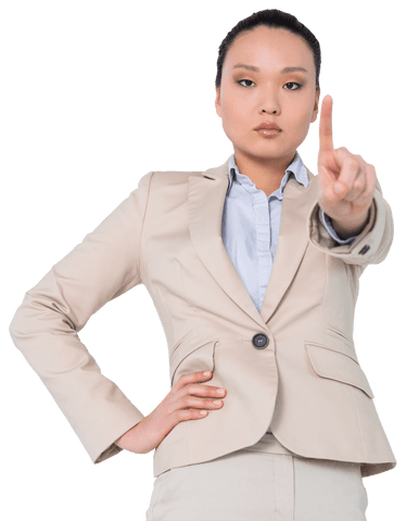 focused businesswoman pointing finger on transparent background for technology use - Download Free Stock Videos Pikwizard.com