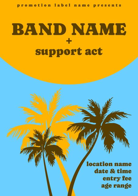 Tropical Music Event Poster Template with Palm Trees and Sun - Download Free Stock Videos Pikwizard.com