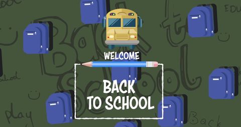 Welcome back to school sign with school supplies