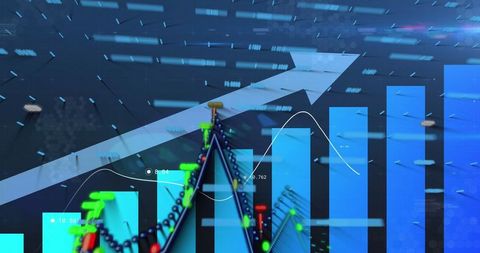 Financial data visualization with a bright upward trend