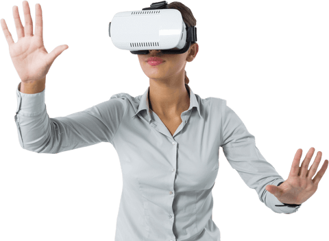 Woman Engaging with Virtual Reality Transparent Wearable Technology - Download Free Stock Videos Pikwizard.com