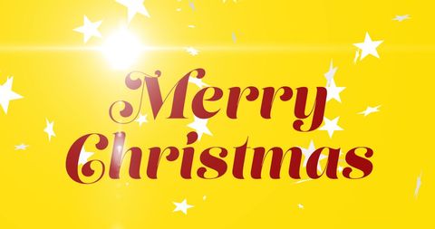 Festive Merry Christmas Greeting on Yellow Background
