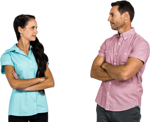 Transparent Confident Couple Facing Off with Arms Crossed - Download Free Stock Videos Pikwizard.com