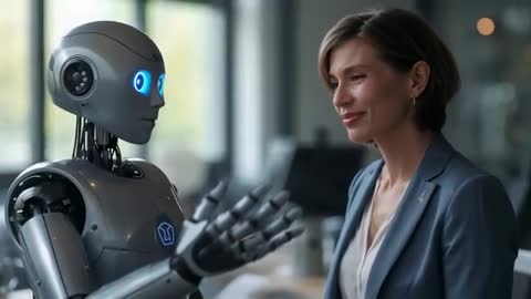 Humanoid Robot Demonstrating Gesture Interaction and Engaging Corporate Professional in Office Demo