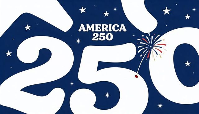 America 250 semiquincentennial celebrating 250th anniversary with fireworks and stars