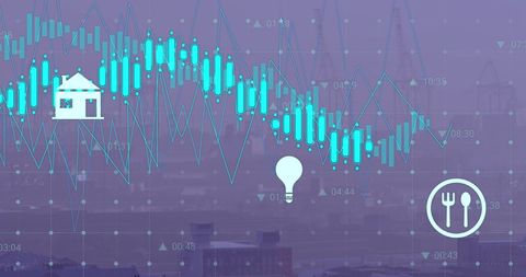 Digital Data Interface in Cityscape with Business Icons - Download Free Stock Images Pikwizard.com