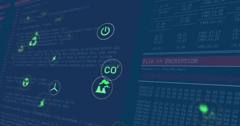 Futuristic Green Energy Interface with Encryption Display