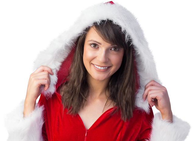 Smiling Young Woman Wearing Santa Costume with Transparent Background - Download Free Stock Videos Pikwizard.com