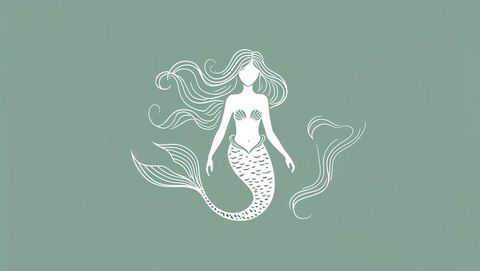 Floating mermaid illustration on teal background with detached tail segment