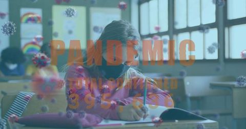 School student wearing mask during covid-19 pandemic