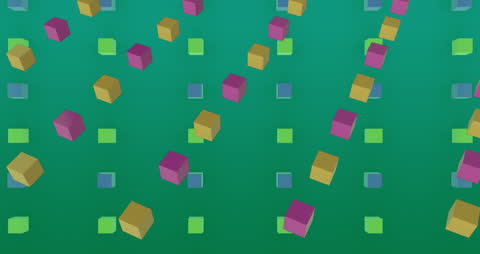 Vibrant 3D Cubes on Green Background Ideal for Tech Design