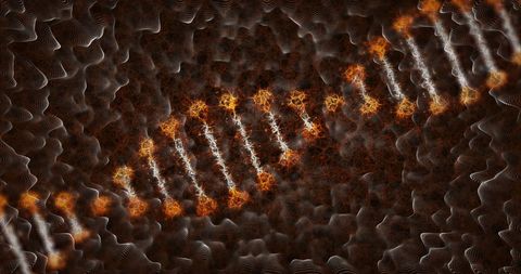 Abstract DNA Strand on Liquid Dynamic Background