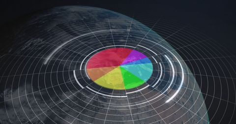 Futuristic Pie Chart with Global Connections