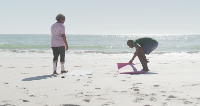 Senior Couple Enjoying Yoga on Beach - Download Free Stock Images Pikwizard.com