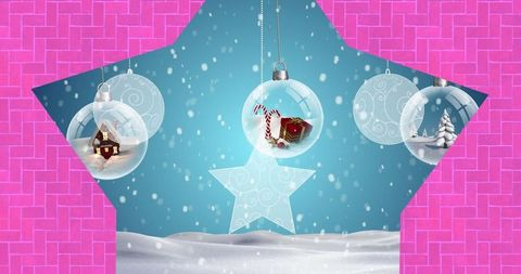 Festive Glass Baubles with Snowy Holiday Scene