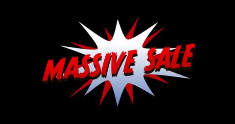 Comic style massive sale text on explosive background