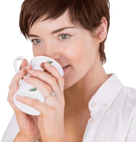 Transparent Image of Woman Enjoying Refreshing Drink with Smile