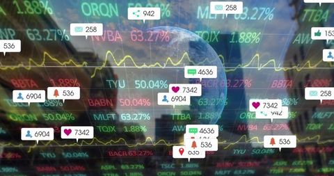 Global Financial Market Data Visualization with Social Media Engagement - Download Free Stock Images Pikwizard.com