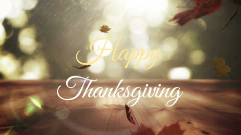 Thanksgiving Message with Falling Autumn Leaves