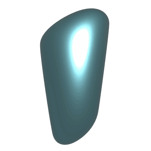 Floating glossy cyan teardrop on transparent background with luminous halo and gradient